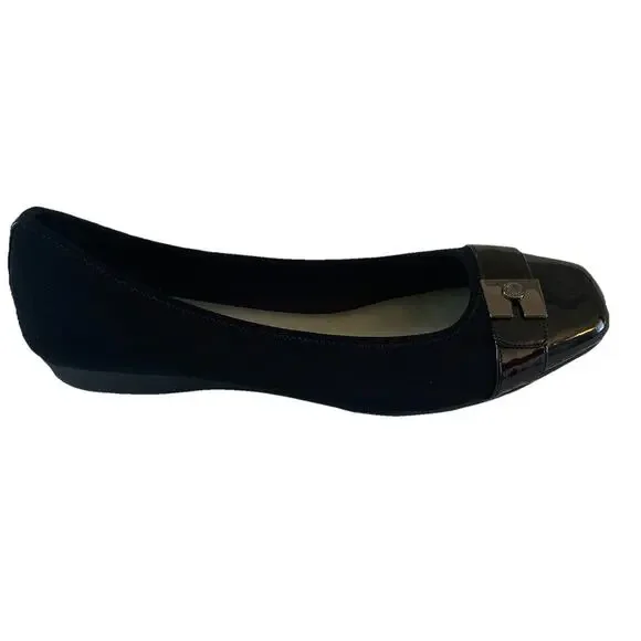 Anne Klein Black Flats with Silver Accents - Picture 5 of 10